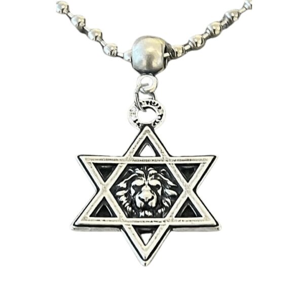 שרשרת אריה מגן דוד עם כלביא