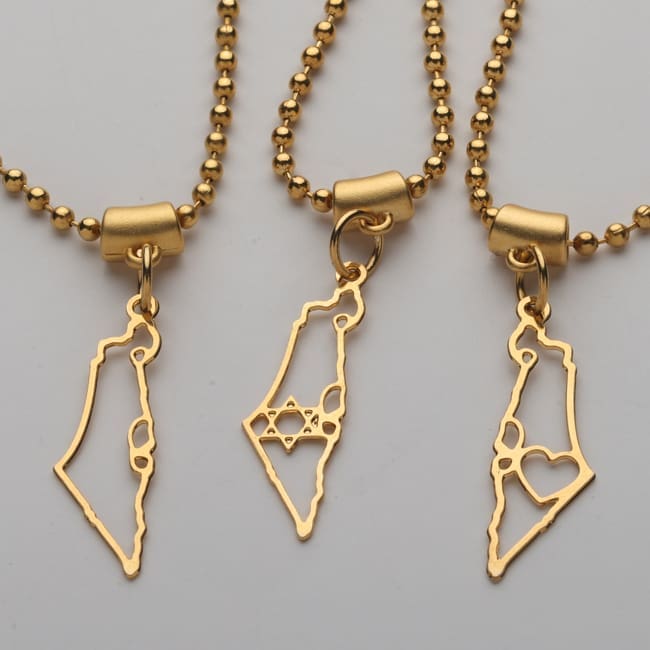 Israel Map Pendant Necklace 24K gold plating