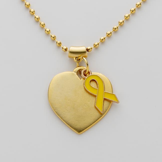 Heart Pendant Necklace with Yellow Ribbon