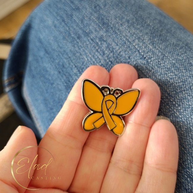 סיכת החופש - סיכת פרפר צהוב ️ אלעד יציקות ~ יצרן כחול לבן