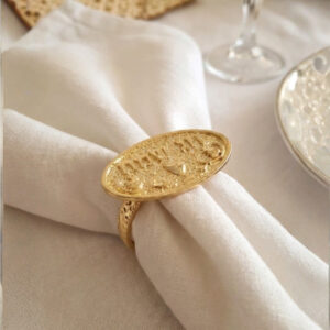 חבקים למפיות "חג שמח" ציפוי כסף/זהב/נחושת/פליז - זהב צהוב מבריק