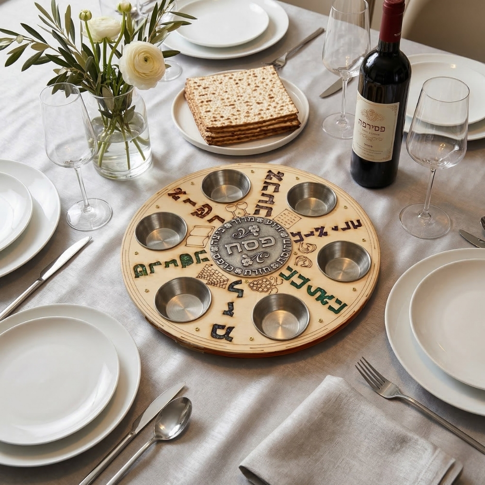 צלחת פסח עבודת יד דגם "מבורכים" – תמונה 7